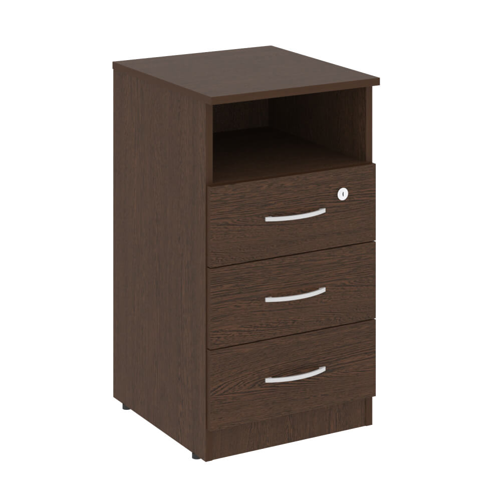 Тумба приставная 3 ящика (с замком) 407x450x750 (Венге Цаво, 407x450x750)