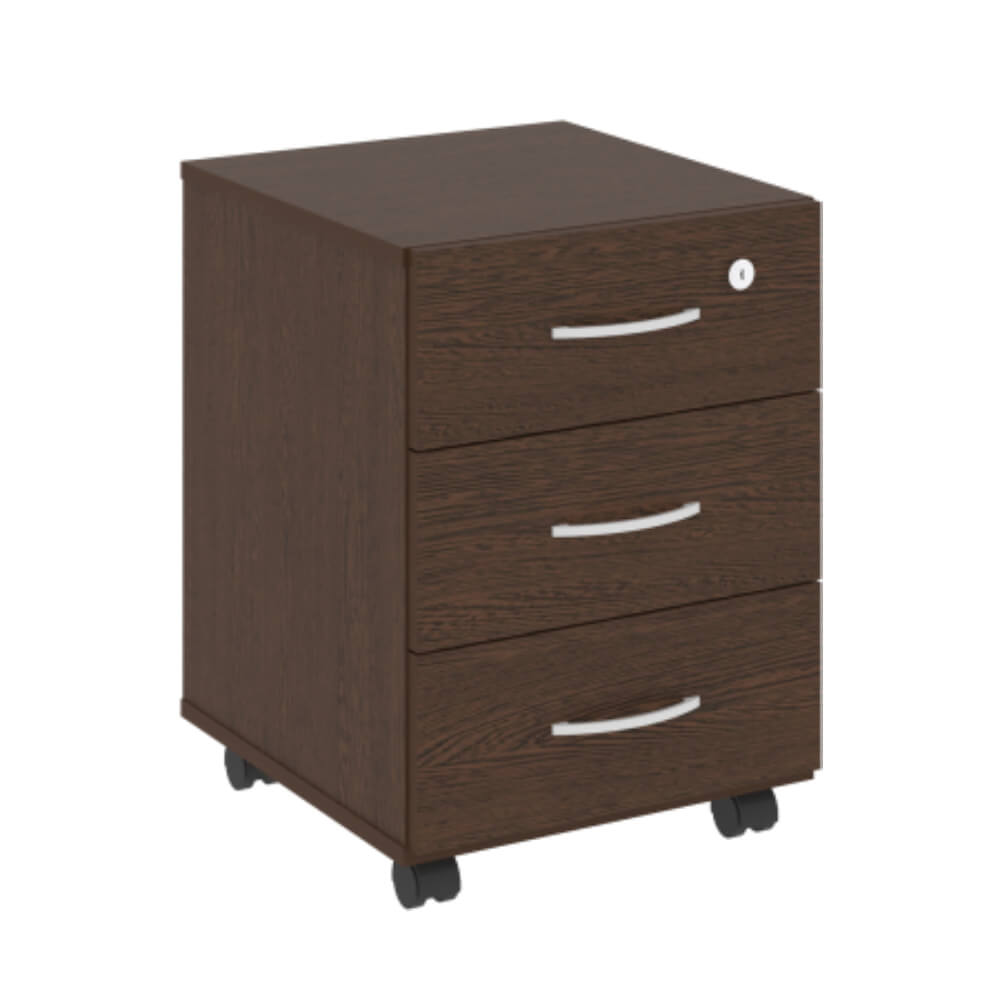 Тумба подкатная 3 ящика (с замком) 407x439x556 (Венге Цаво, 407x439x556)