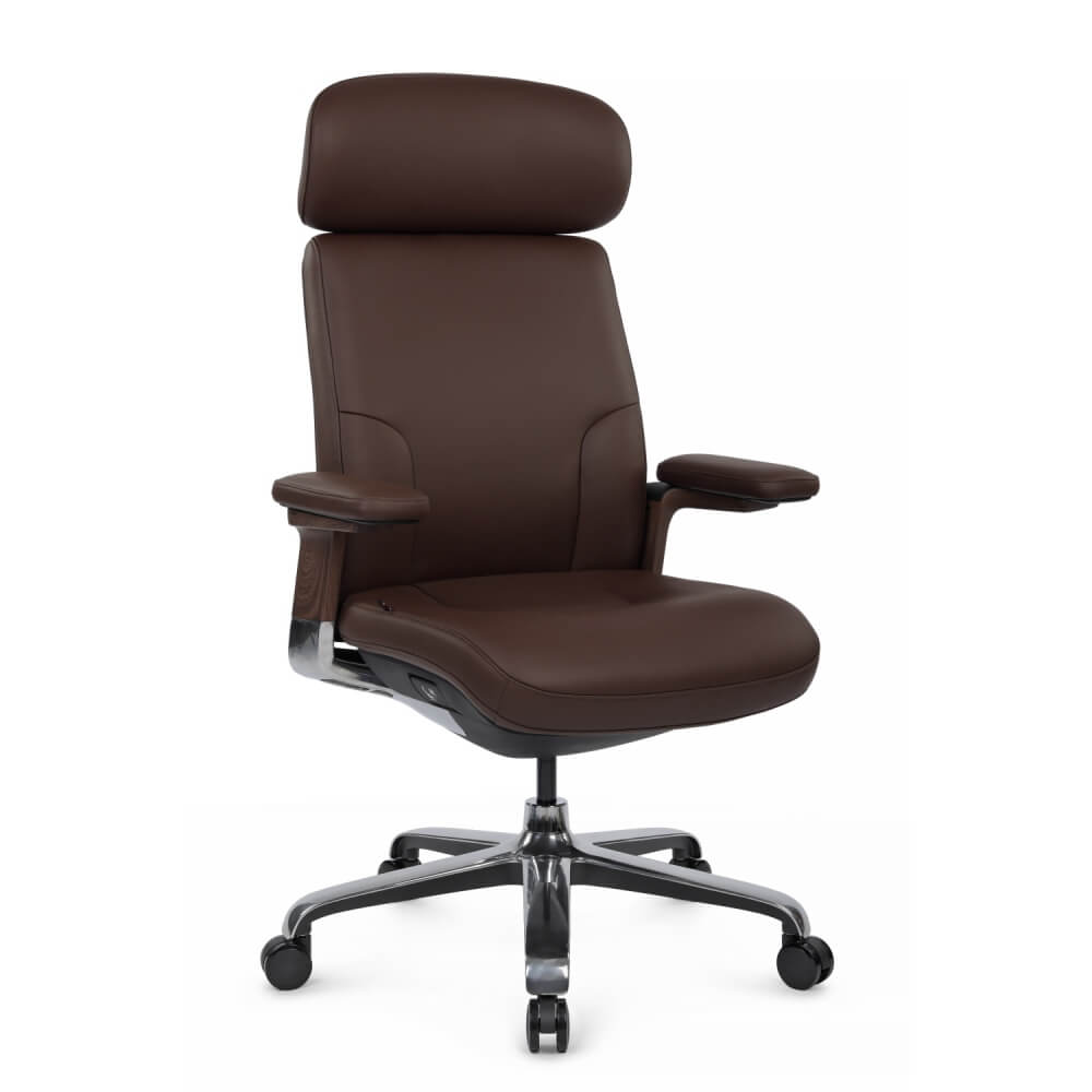 Кресло руководителя Марк/Mark FK006-A 74x70x120-126 (Коричневый, 74x70x120-126, кожа. Алюминий.)