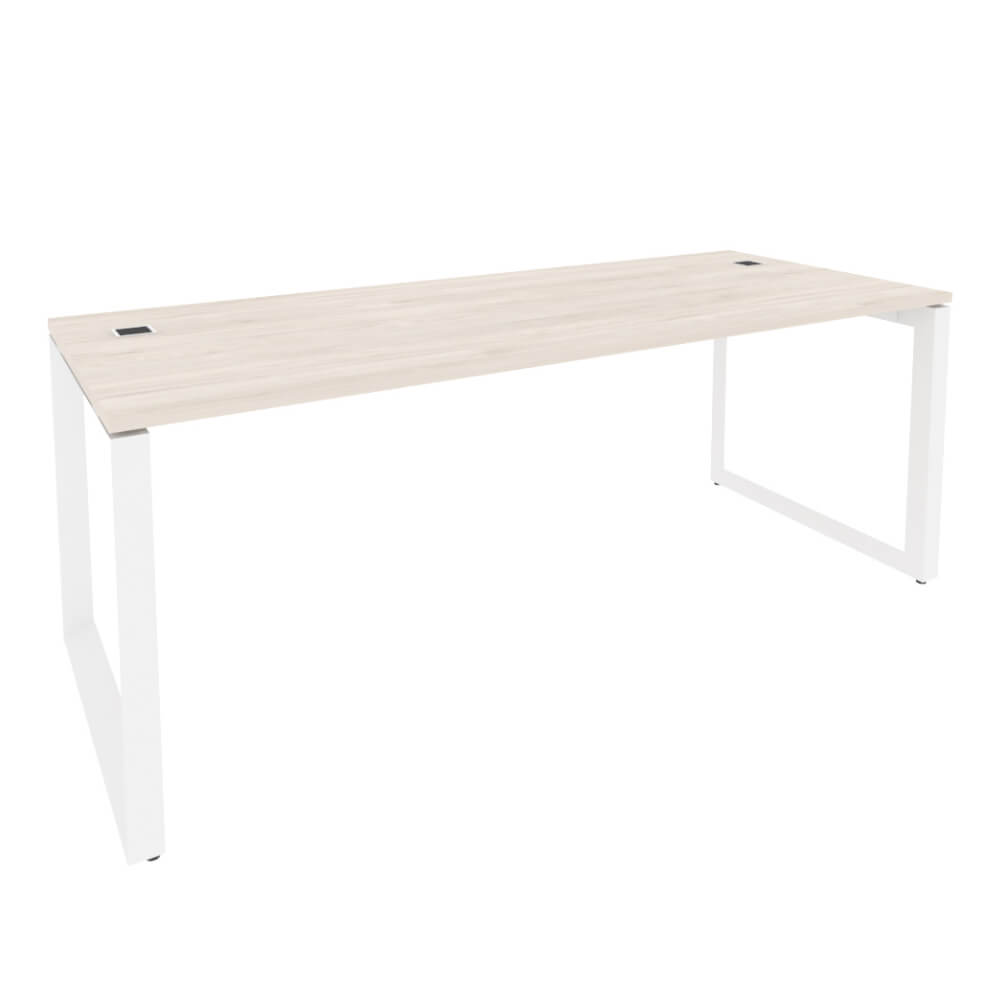 Стол руководителя на О-обр. м/к белый 1980x800x750 (Денвер Светлый, 1980x800x750)