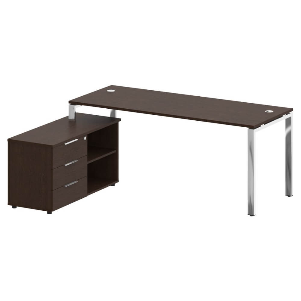 Стол руководителя с опорной тумбой Левый 1900x1520x750 (Венге Цаво, 1900x1520x750)