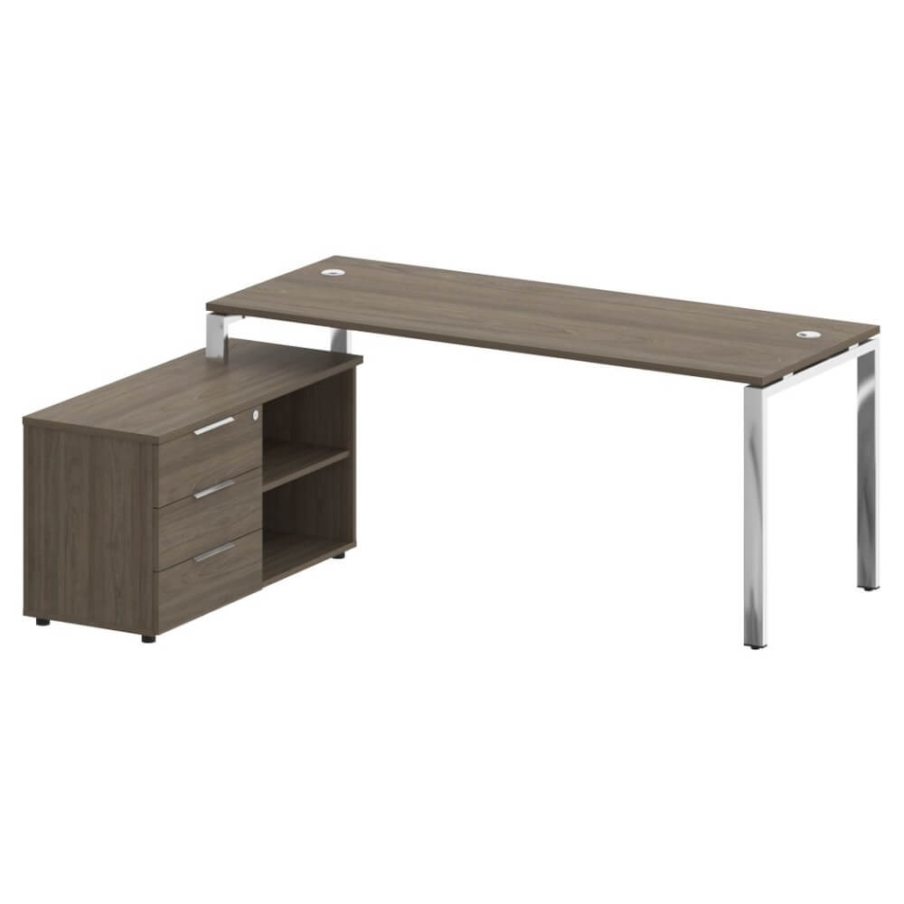 Стол руководителя с опорной тумбой Левый 1900x1520x750 (Вяз Благородный, 1900x1520x750)