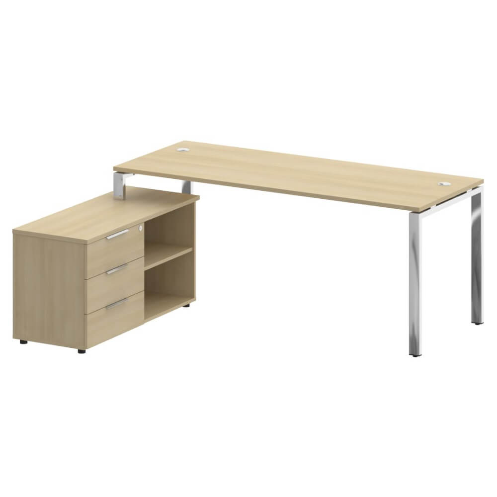 Стол руководителя с опорной тумбой Левый 1900x1520x750 (Акация Лорка, 1900x1520x750)