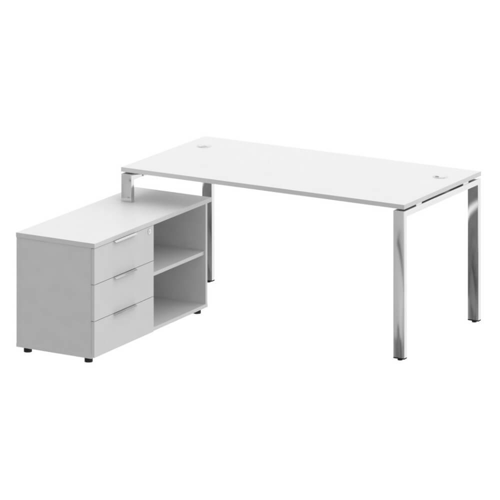 Стол руководителя с опорной тумбой Левый 1700x1620x750 (Белый, 1700x1620x750)