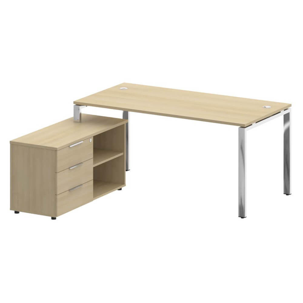 Стол руководителя с опорной тумбой Левый 1700x1620x750 (Акация Лорка, 1700x1620x750)