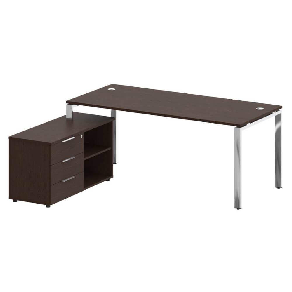 Стол руководителя с опорной тумбой Левый 1900x1620x750 (Венге Цаво, 1900x1620x750)