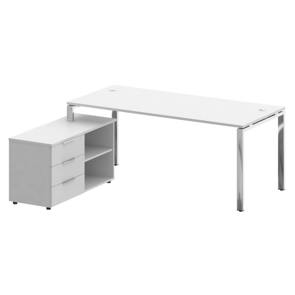 Стол руководителя с опорной тумбой Левый 1900x1620x750 (Белый, 1900x1620x750)