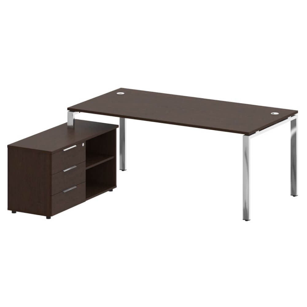 Стол руководителя с опорной тумбой Левый 1900x1720x750 (Венге Цаво, 1900x1720x750)