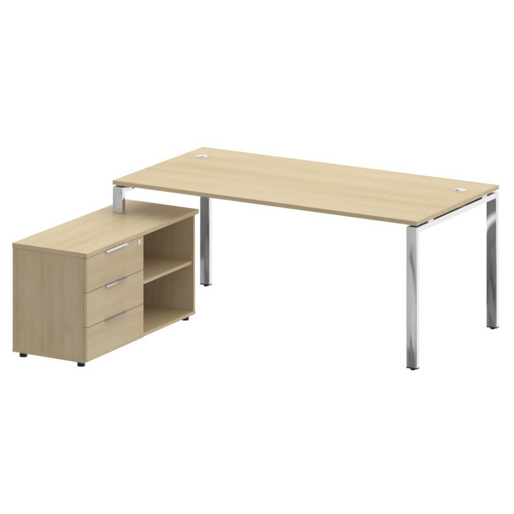 Стол руководителя с опорной тумбой Левый 1900x1720x750 (Акация Лорка, 1900x1720x750)