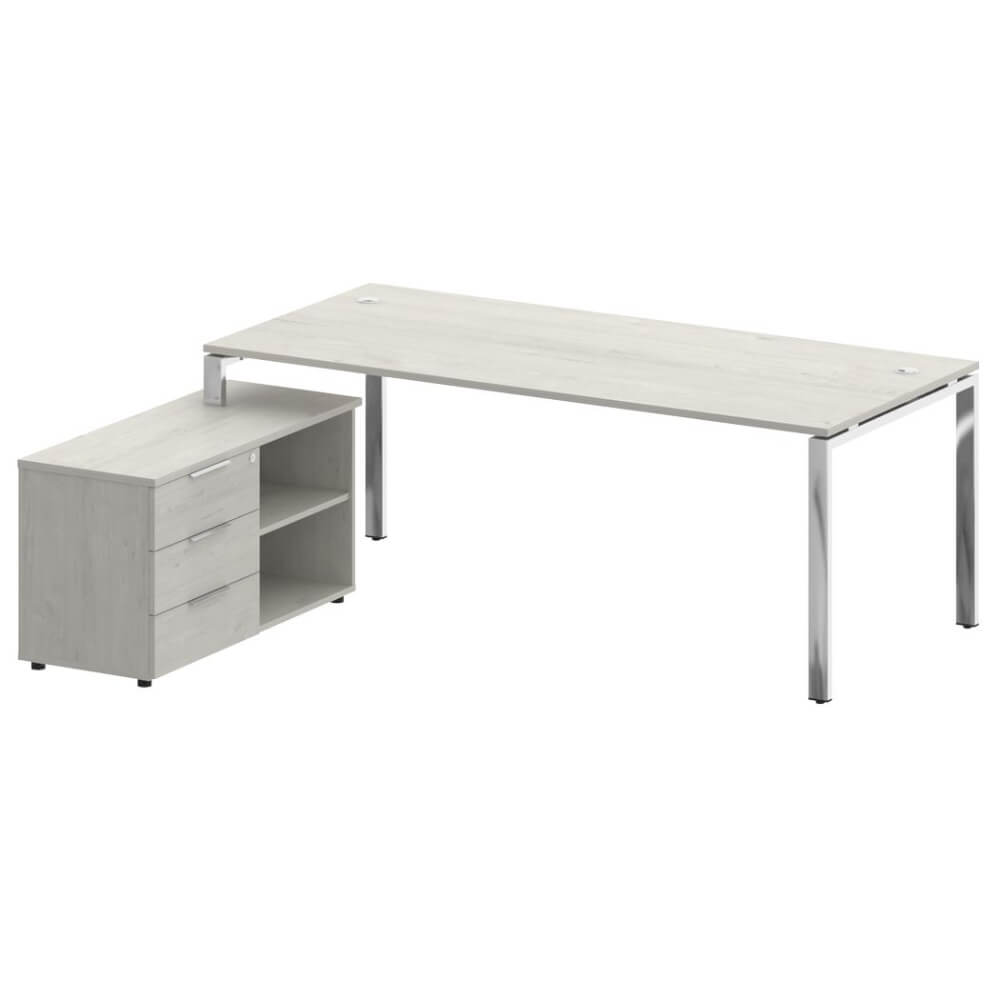 Стол руководителя с опорной тумбой Левый 2100x1720x750 (Дуб Наварра, 2100x1720x750)