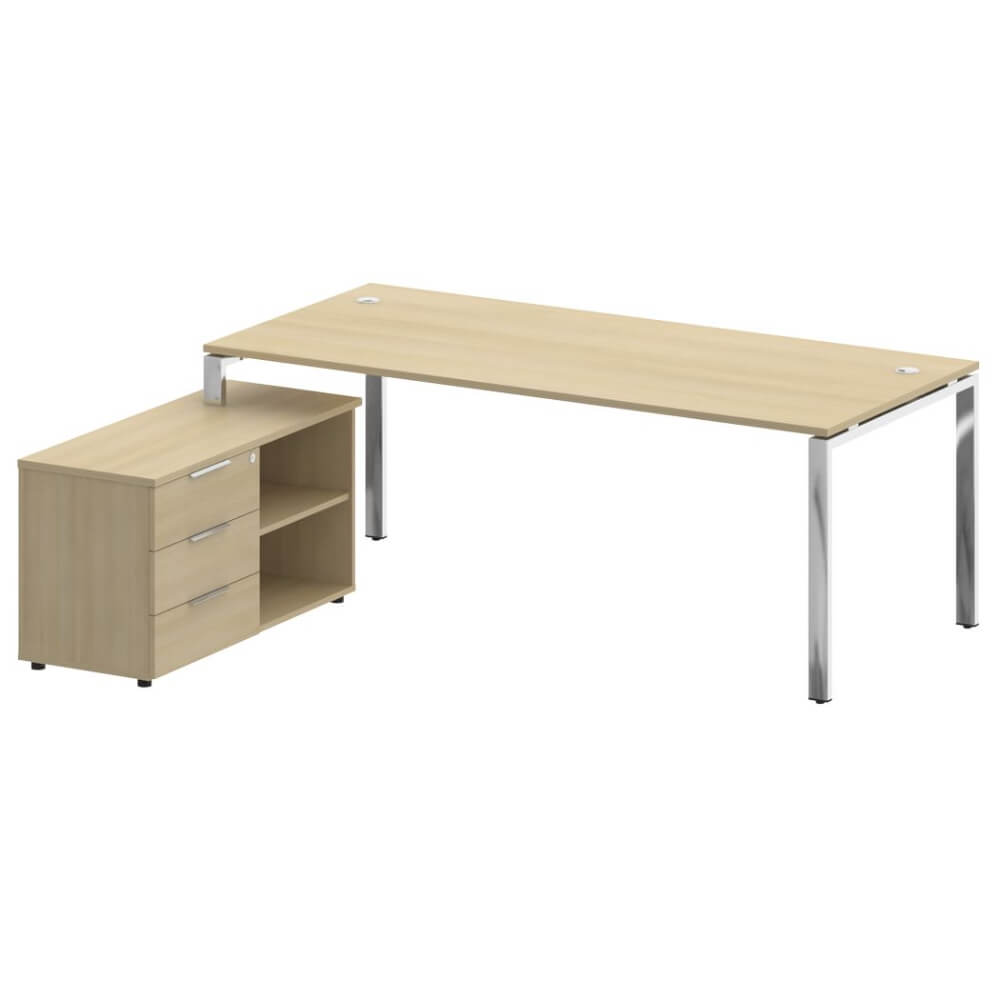 Стол руководителя с опорной тумбой Левый 2100x1720x750 (Акация Лорка, 2100x1720x750)