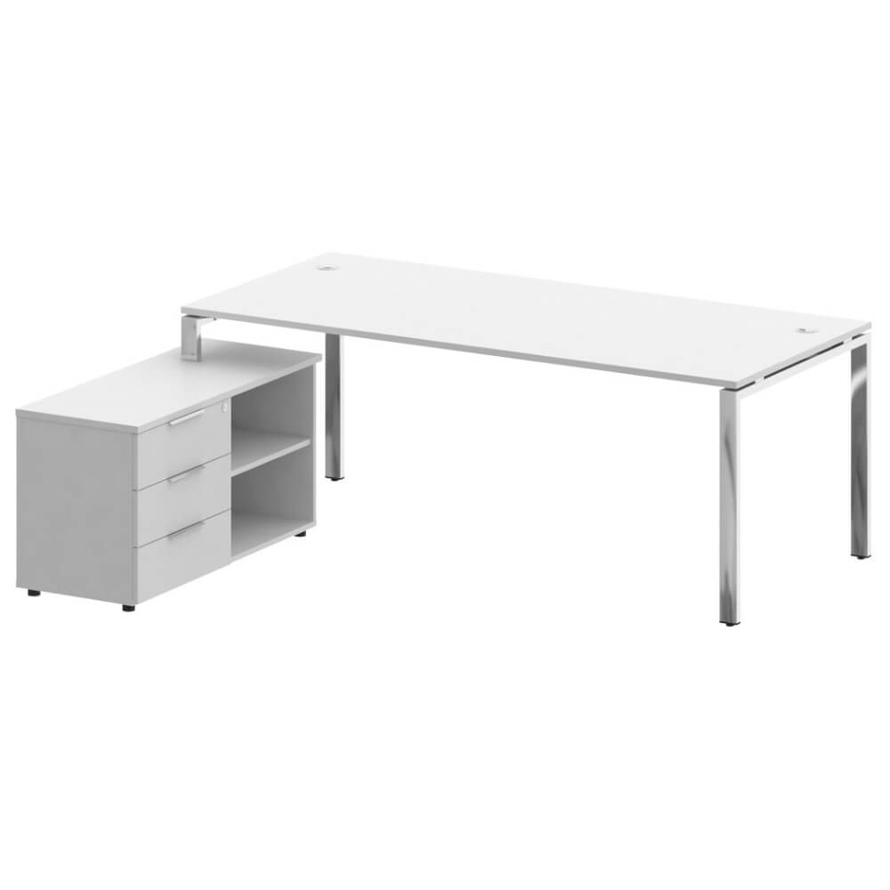 Стол руководителя с опорной тумбой Левый 2100x1720x750 (Белый, 2100x1720x750)