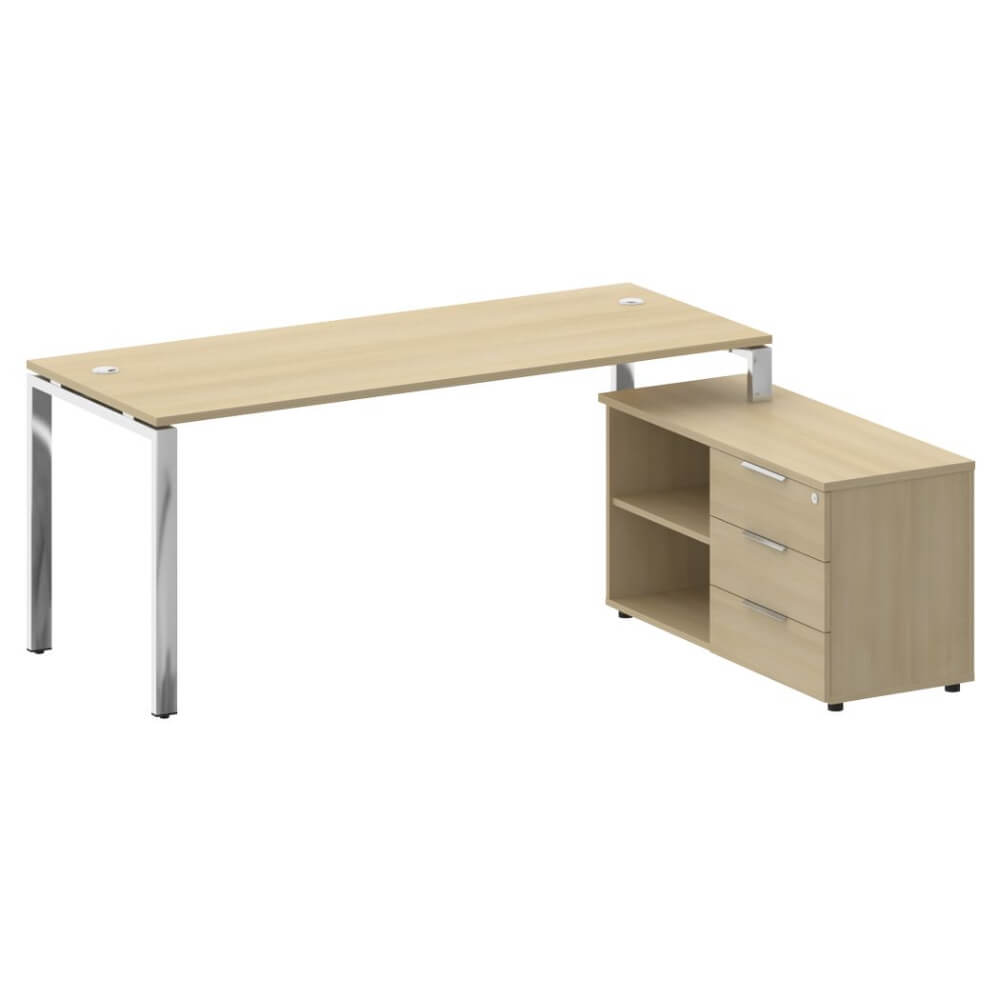 Стол руководителя с опорной тумбой Правый 1900x1520x750 (Акация Лорка, 1900x1520x750)