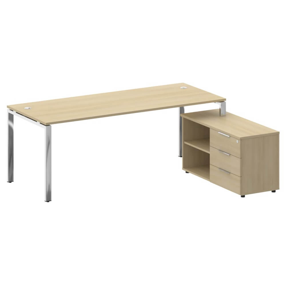 Стол руководителя с опорной тумбой Правый 2100x1620x750 (Акация Лорка, 2100x1620x750)