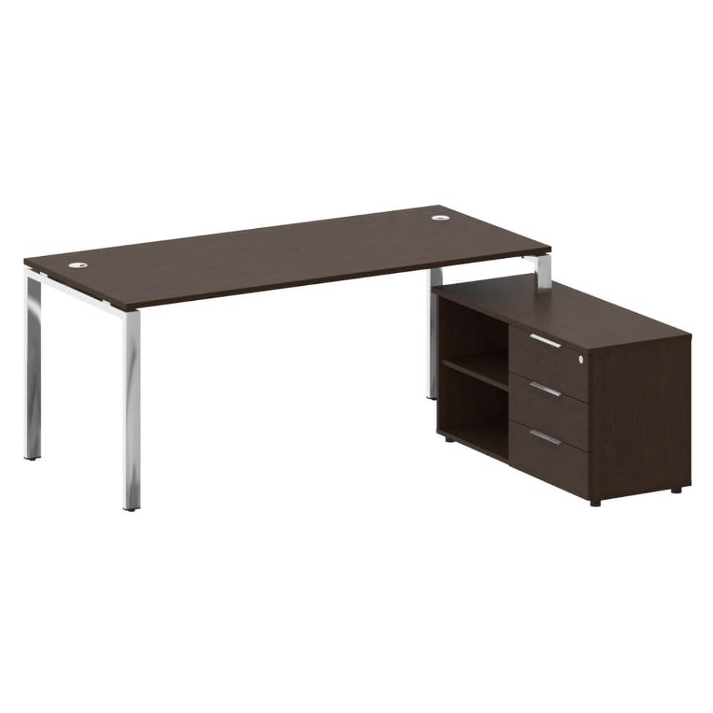 Стол руководителя с опорной тумбой Правый 1900x1620x750 (Венге Цаво, 1900x1620x750)