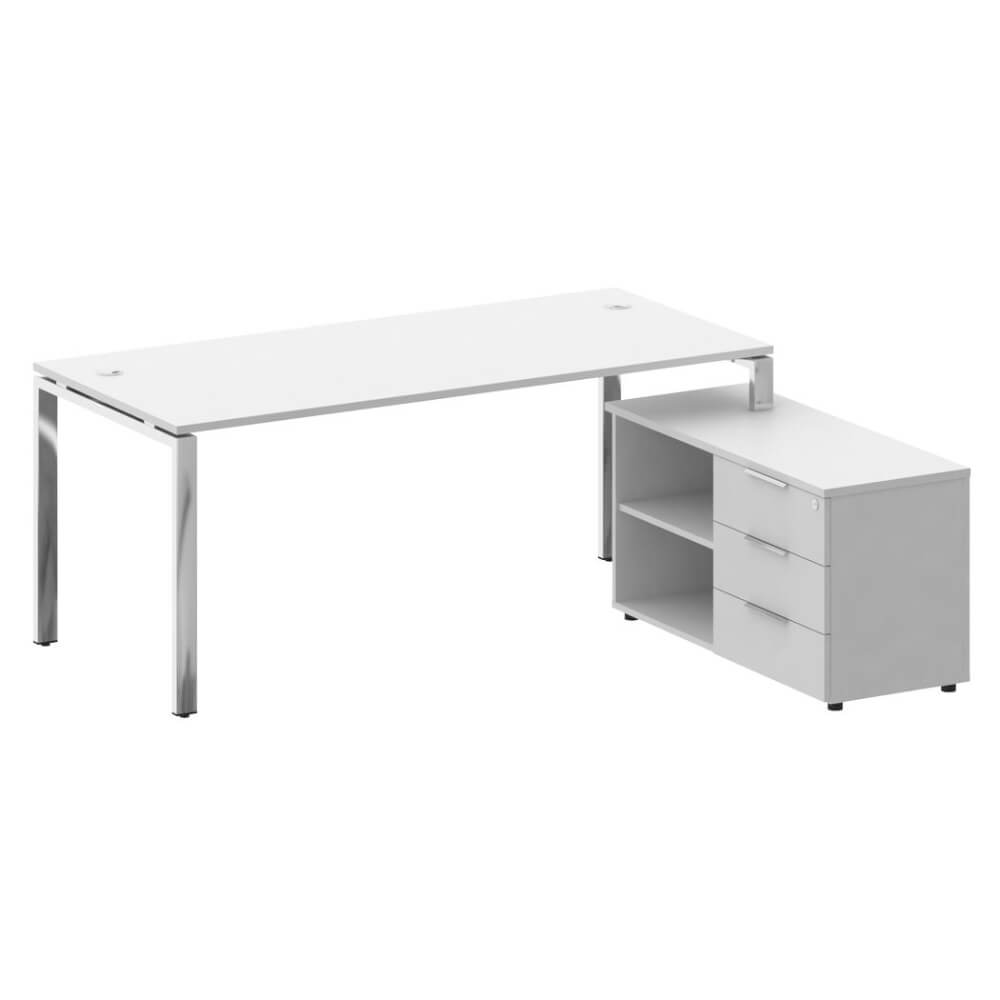 Стол руководителя с опорной тумбой Правый 1900x1620x750 (Белый, 1900x1620x750)