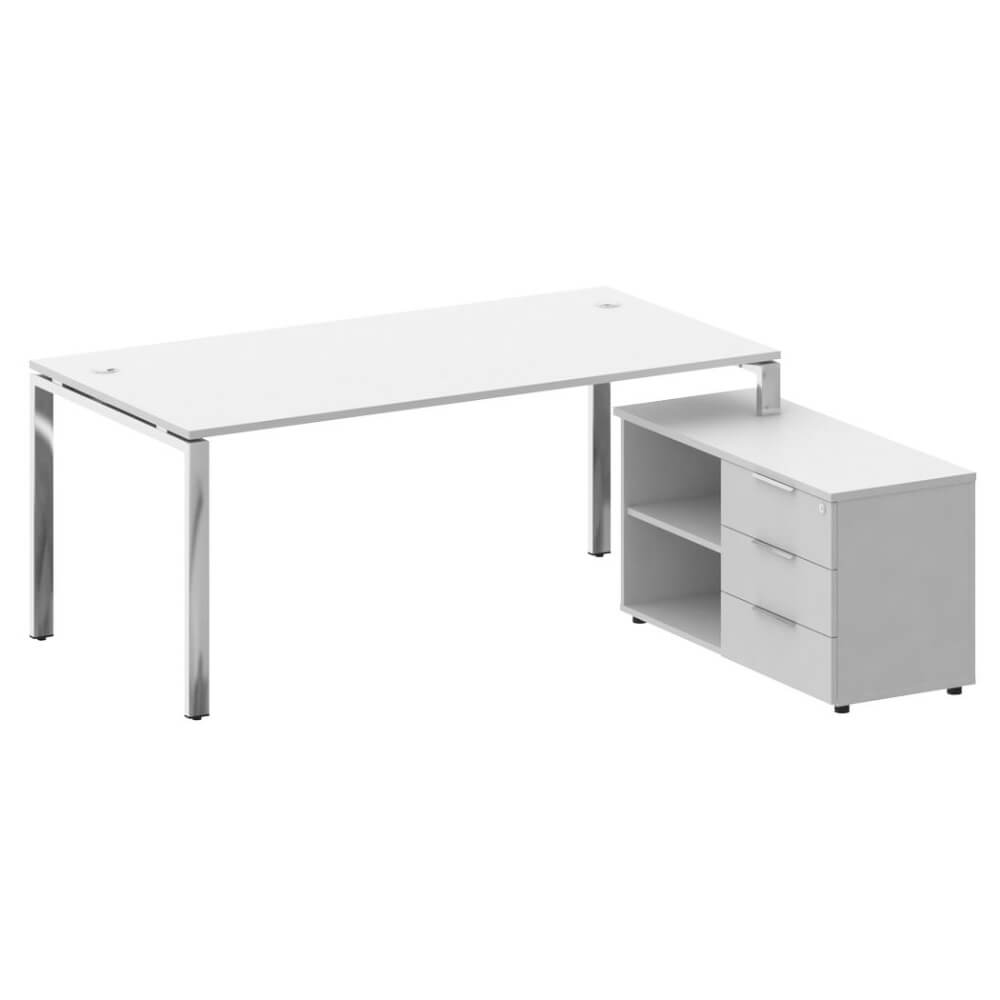 Стол руководителя с опорной тумбой Правый 1900x1720x750 (Белый, 1900x1720x750)