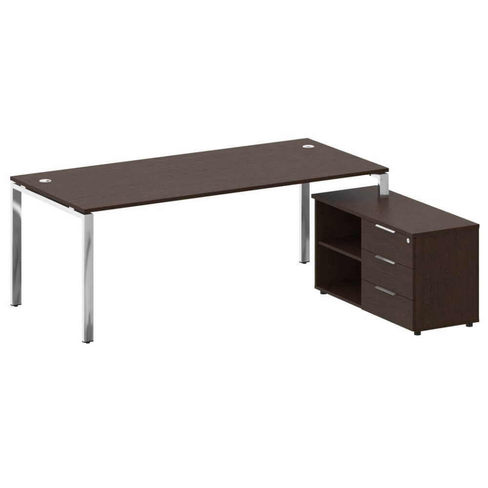 Стол руководителя с опорной тумбой Правый 2100x1720x750 (Венге Цаво, 2100x1720x750)