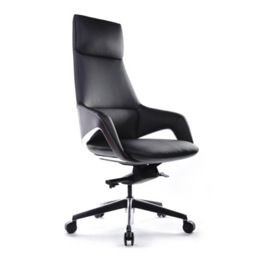 Кресло Аура/Aura FK005-A 68x68x122-128 (Чёрный, 68x68x122-128, натуральная кожа.)