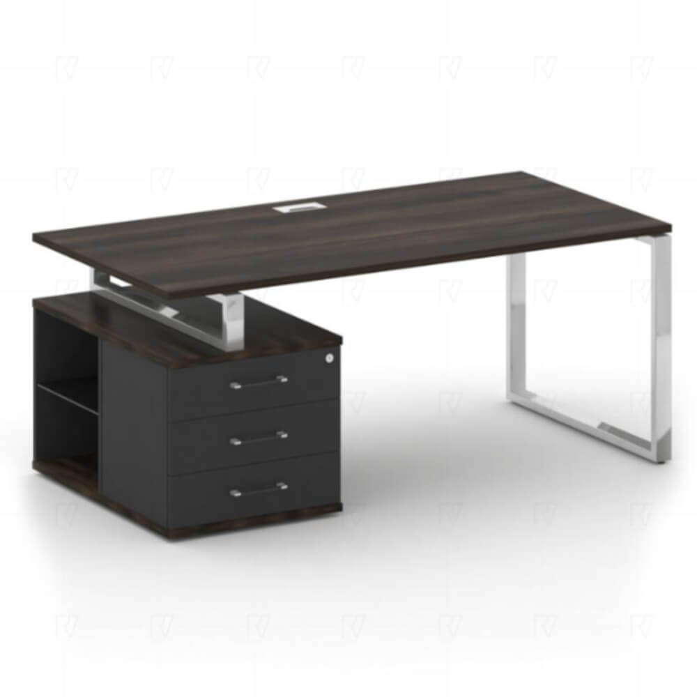 Стол руководителя с опорной тумбой, левый 1800x904x753 (Дуб Мали/Антрацит, 1800x904x753)