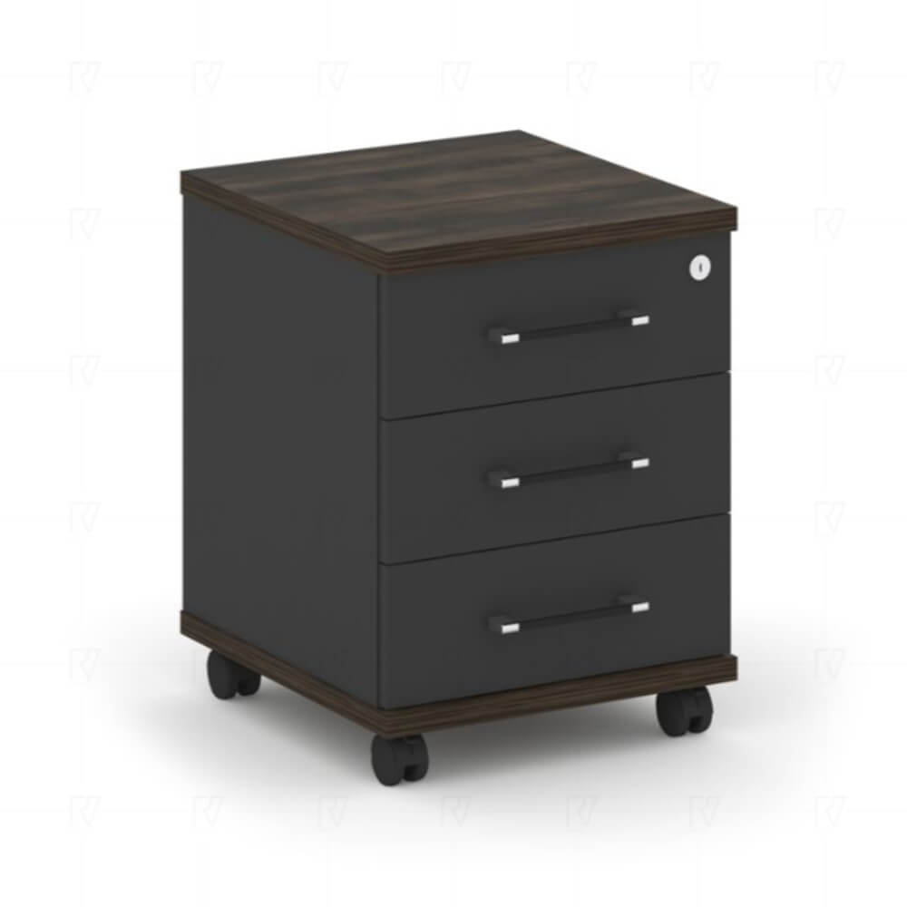 Тумба мобильная 3 ящика (с замком) 432x460x562 (Дуб Мали/Антрацит, 432x460x562)