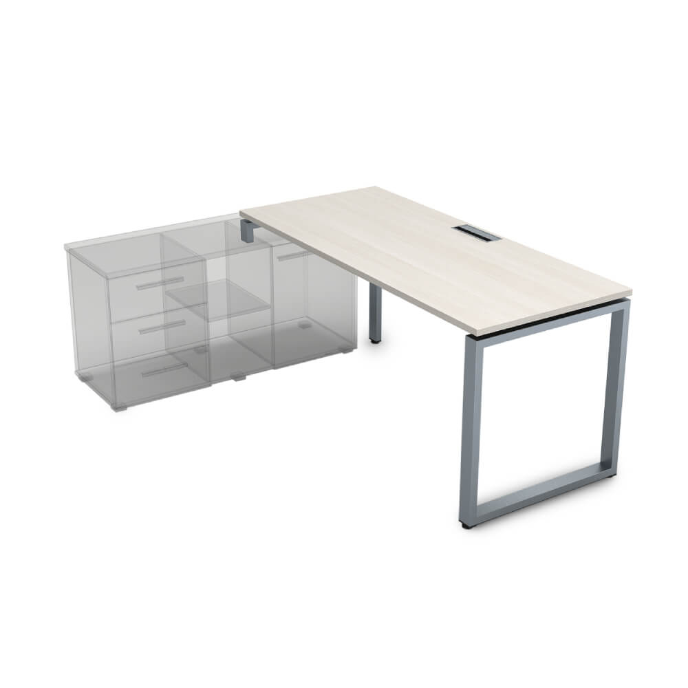 Стол рабочий левый 1400x700x750 (три опоры) (Ivory/алюминий матовый, 1400x700x750)