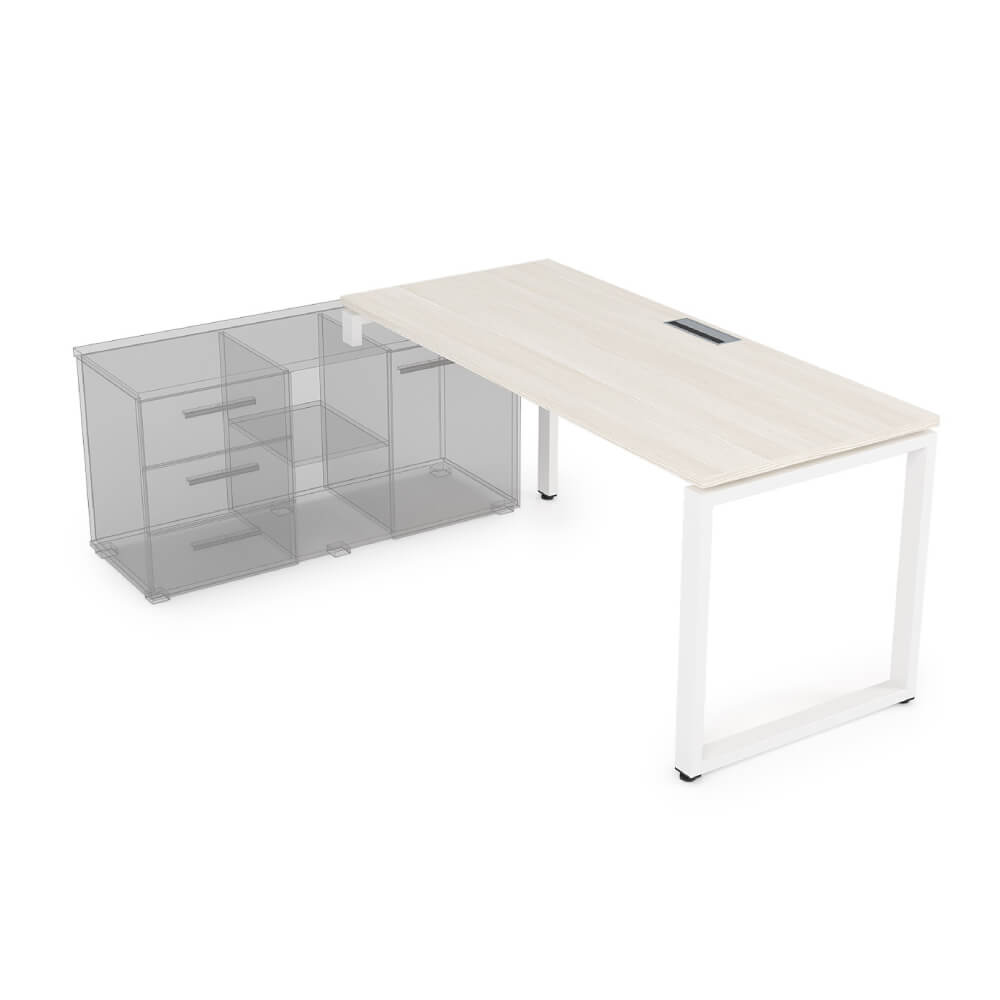 Стол рабочий левый 1400x700x750 (три опоры) (Ivory/белый, 1400x700x750)