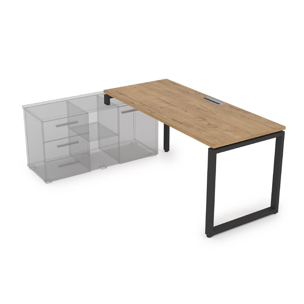 Стол рабочий левый 1400x700x750 (три опоры) (Teakwood/чёрный, 1400x700x750)