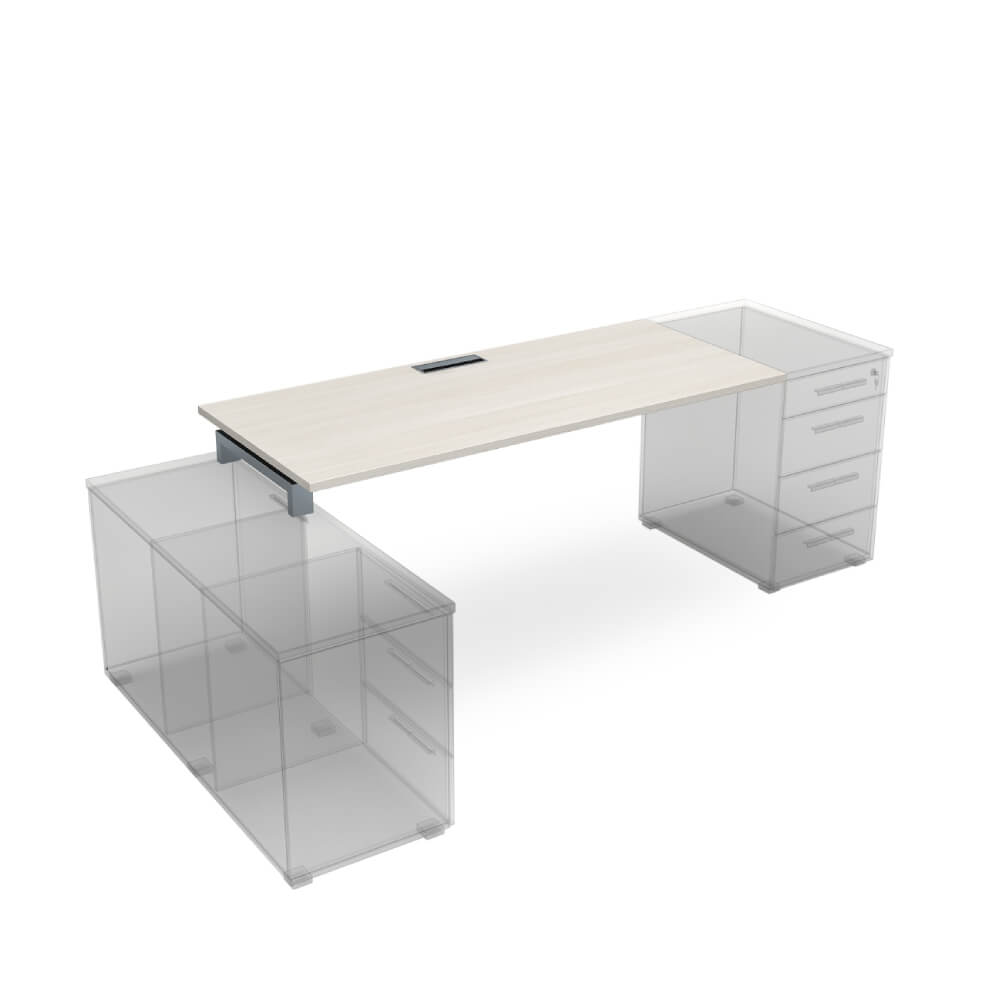 Стол рабочий 1400x700x750 (крепление к тумбе) (Ivory/алюминий матовый, 1400x700x750)