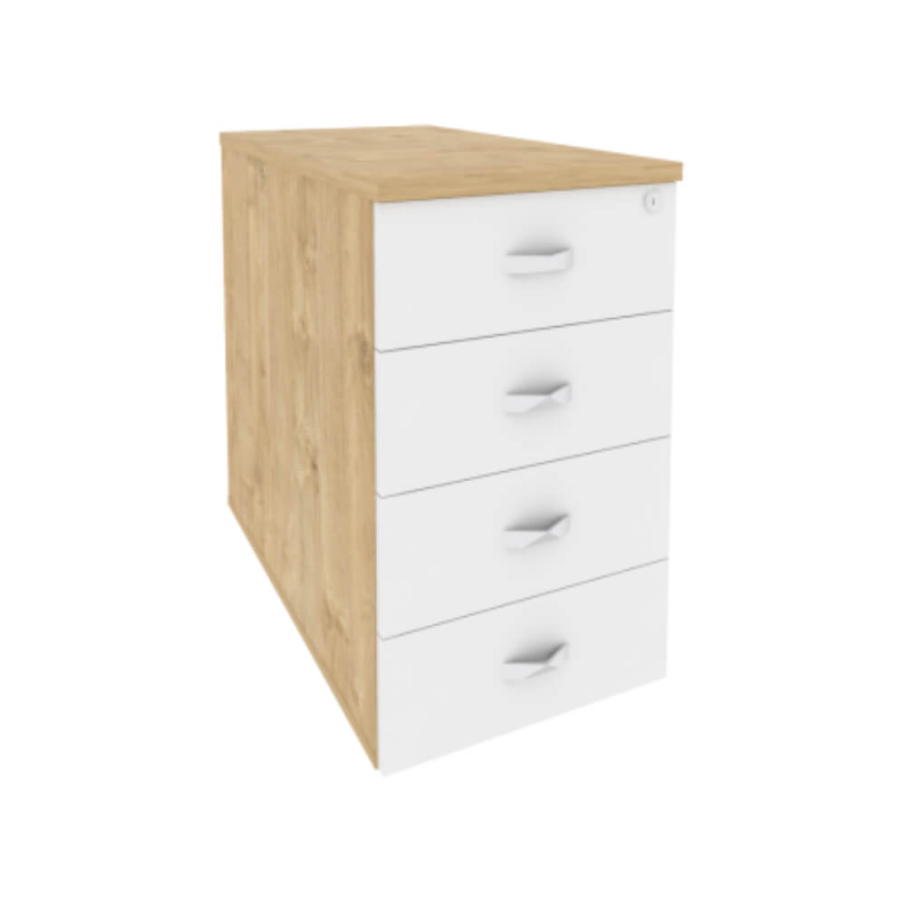 Тумба приставная/опорная 4 ящ. 432x800x750 (Тиквуд Светлый/Белый Бриллиант, 432x800x750)