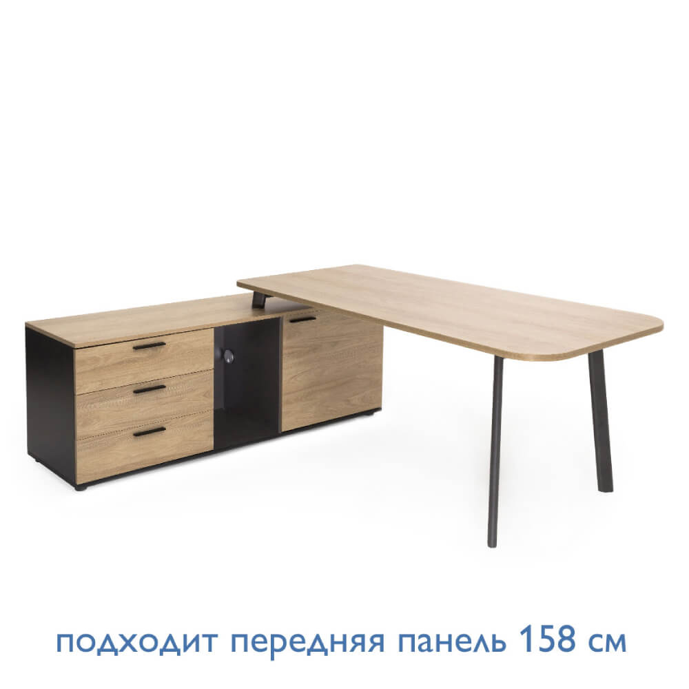 Стол на опорной тумбе левый 1780/1600x780/500x750/630 (Гикори/Графит, 1780/1600x780/500x750/630)