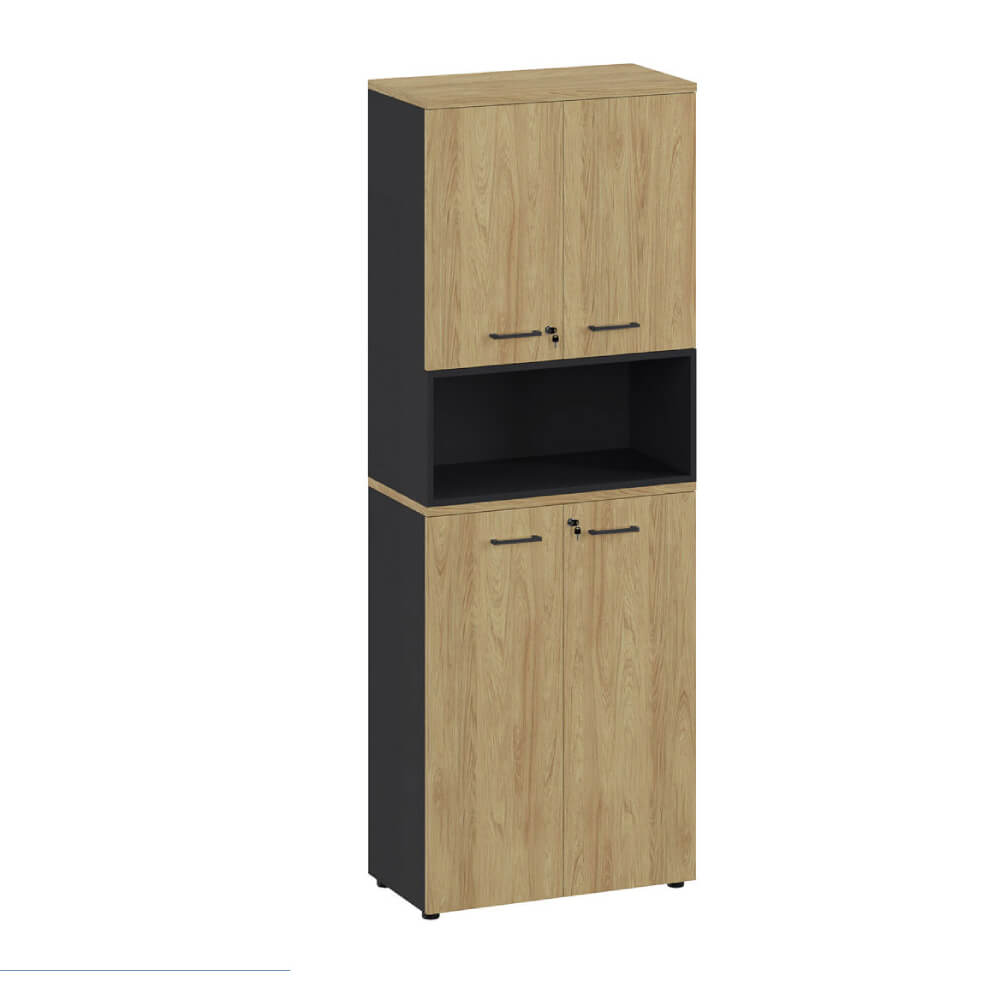 Шкаф высокий составной 800x420x2210 (Гикори/Графит/чёрные ручки, 800x420x2210)