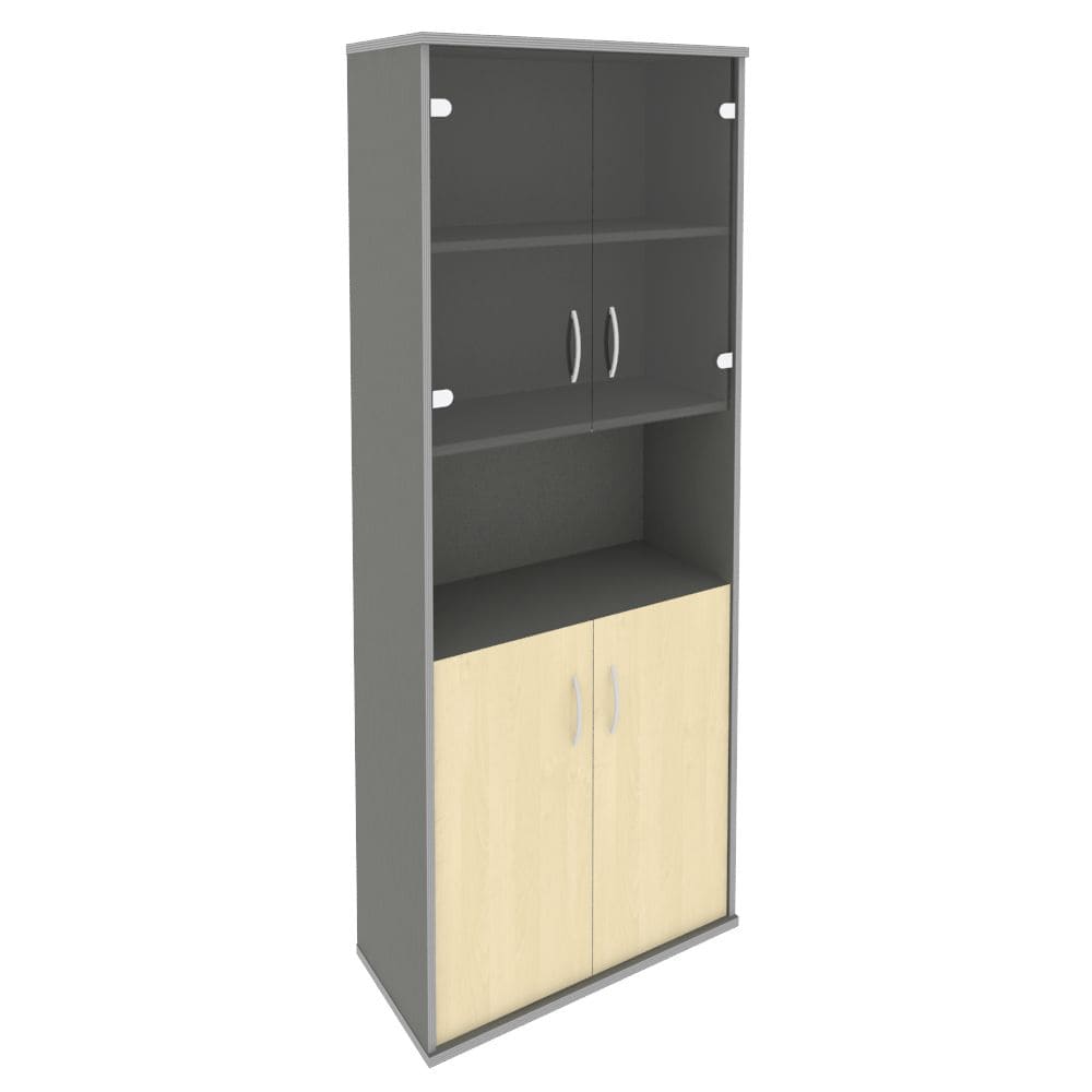 Шкаф комбинированный с нишей и стеклом 770x365x1980 (Клён Металлик, 770x365x1980)