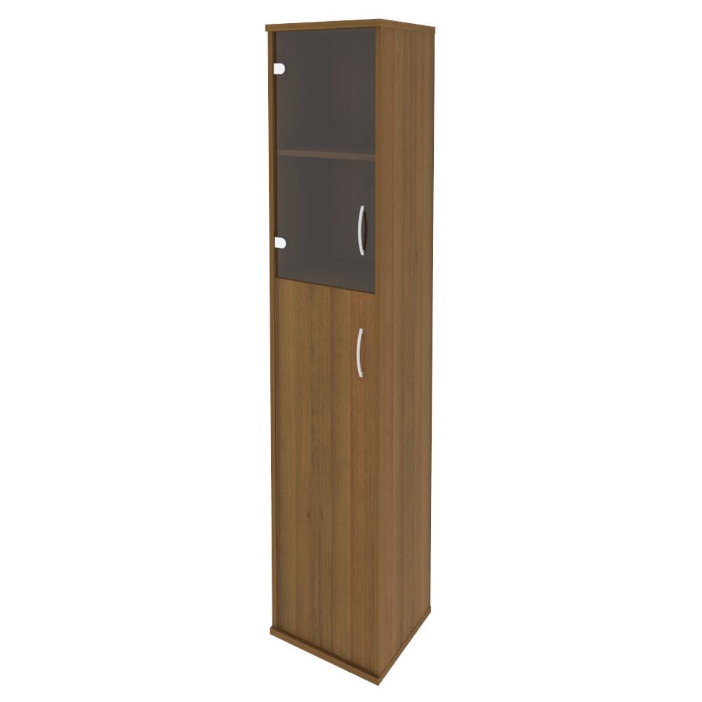 Шкаф узкий комбо со стеклом Левый 404x365x1980 (Орех Гварнери, 404x365x1980)