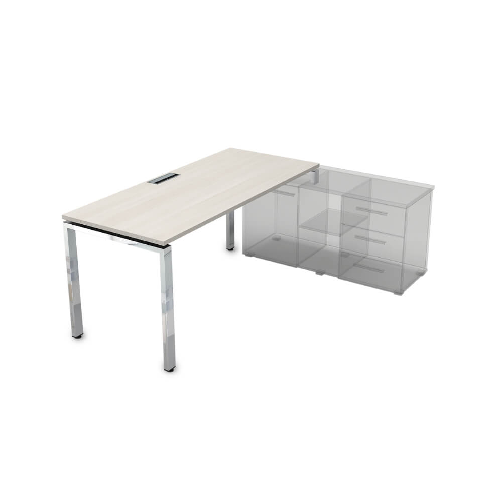 Стол рабочий правый на П-обр. м/к 1400x800x750 (Ivory/металл глянец, 1400x800x750)