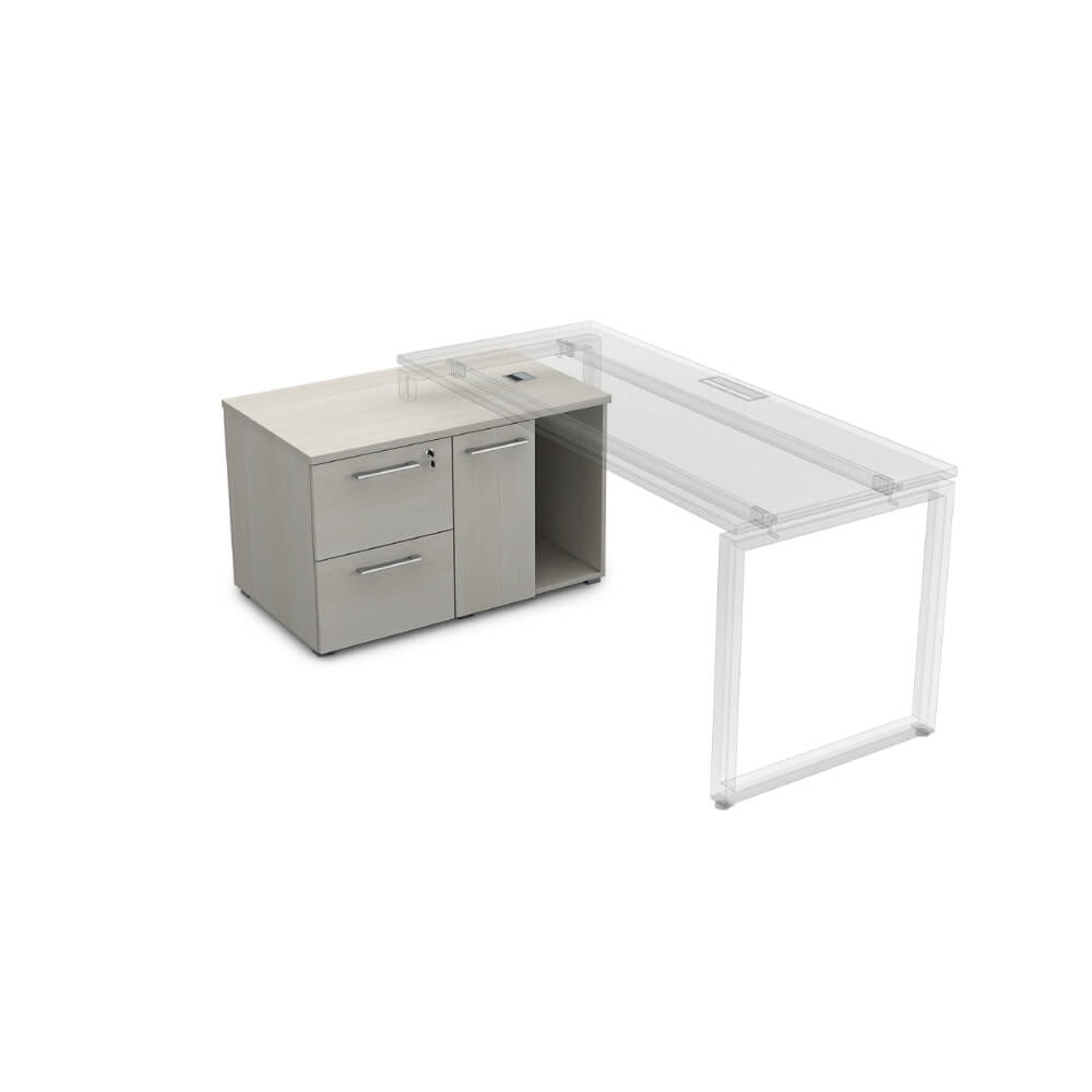 Тумба опорная с 2-мя ящиками и дверкой 1000x600x620 (Ivory, 1000x600x620)