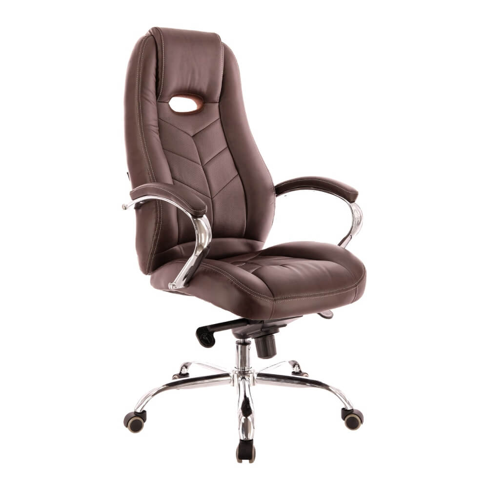 Кресло руководителя Дрифт М/Drift M 64x70x122-127 (Цвет: Коричневый, 64x70x122-127, экокожа. Хромированная.)
