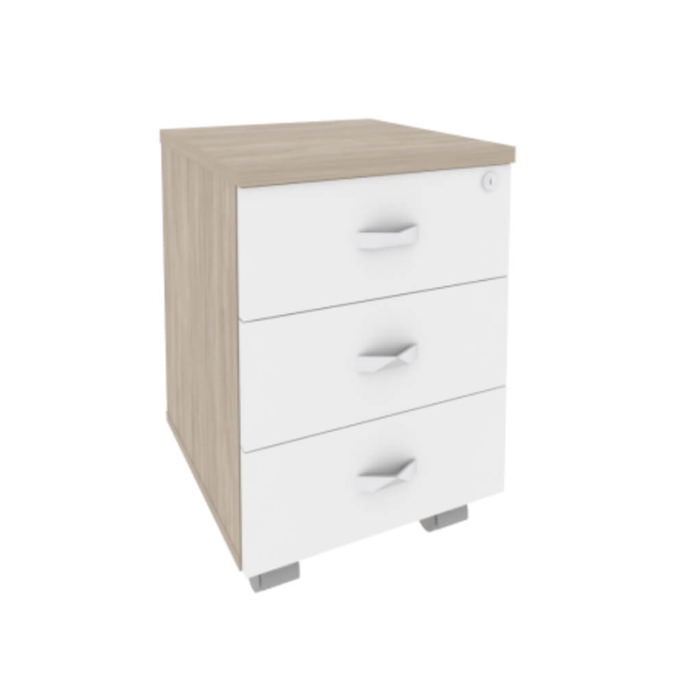 Тумба мобильная 3 ящ. 432x460x611 (Дуб Аттик/Белый Бриллиант, 432x460x611)