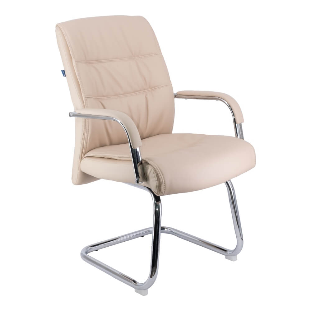 Конференц-кресло Бонд/Bond CF 57x62x99 (Бежевый, 57x62x99, экокожа. Хром.)