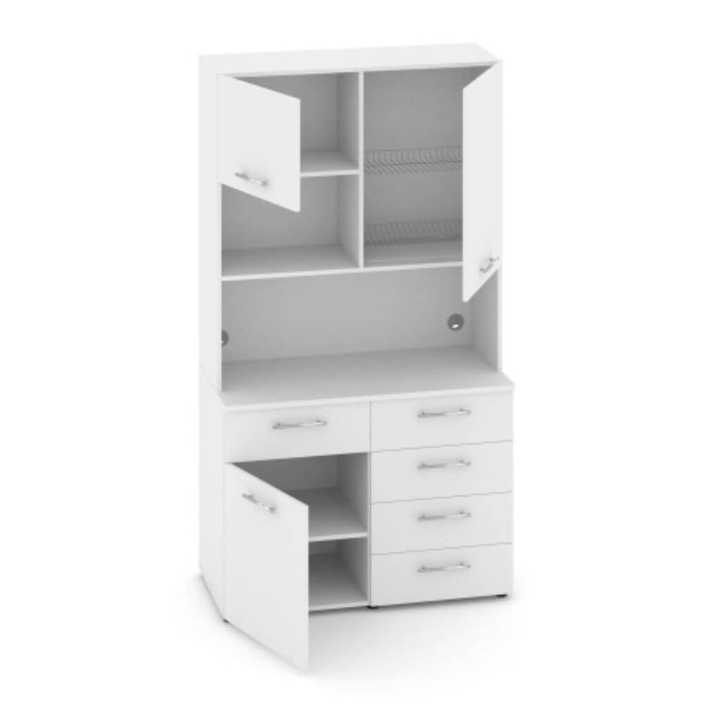 Офисная мини-кухня  Вариант №10 1200x600/420x2175 (Белый Бриллиант, 1200x600/420x2175)