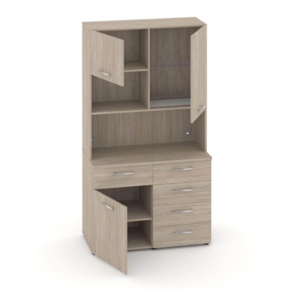 Офисная мини-кухня  Вариант №10 1200x600/420x2175 (Дуб Аттик, 1200x600/420x2175)