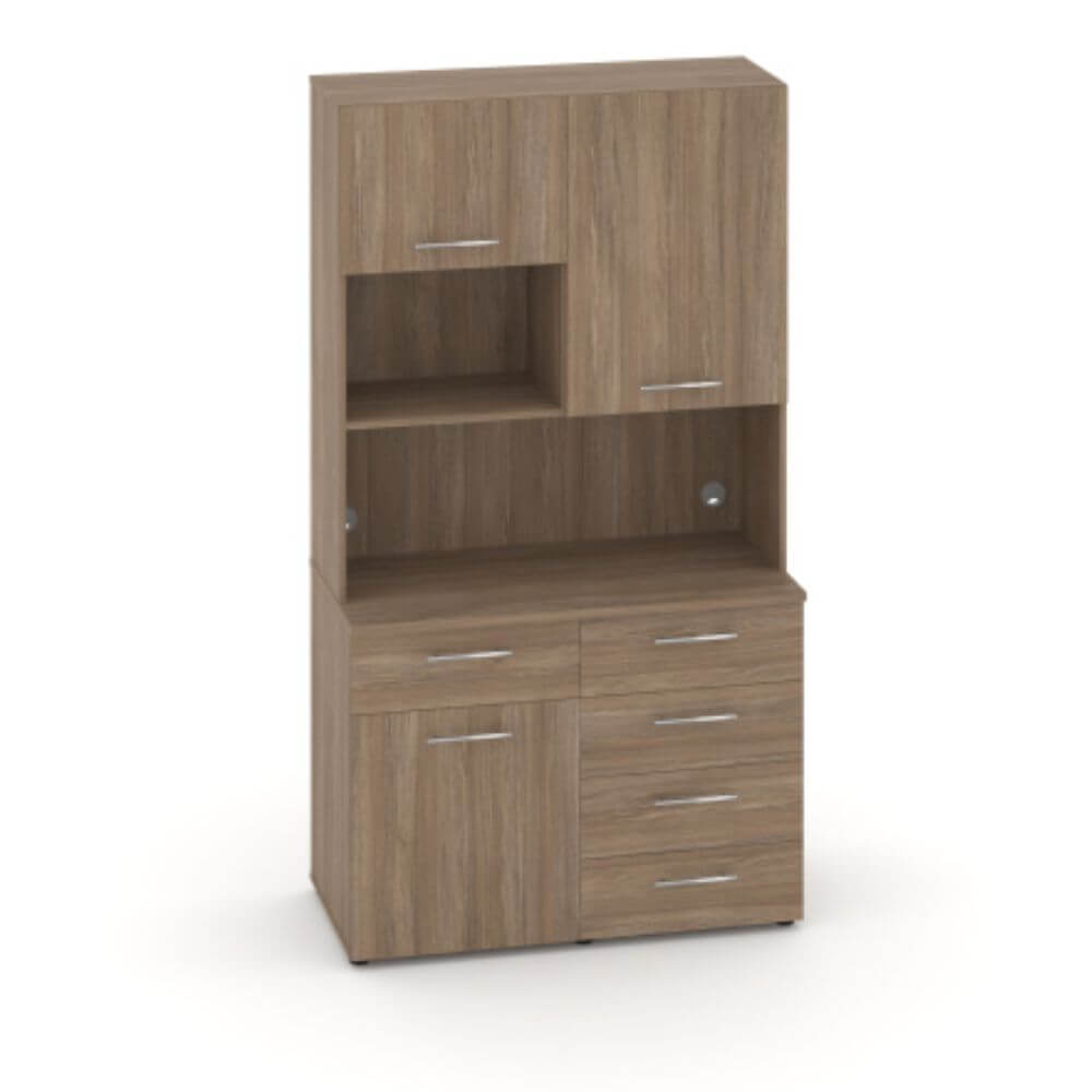 Офисная мини-кухня  Вариант №10 1200x600/420x2175 (Дуб Аризона, 1200x600/420x2175)