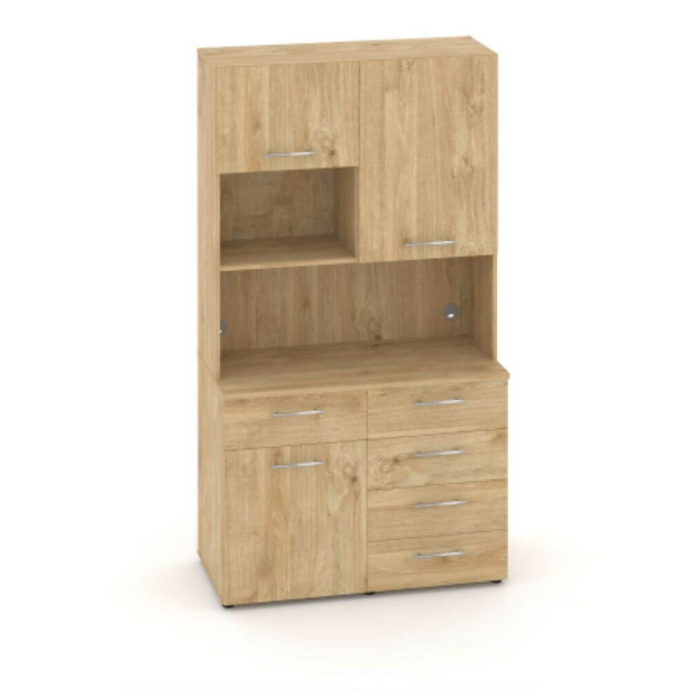 Офисная мини-кухня  Вариант №10 1200x600/420x2175 (Тиквуд Светлый, 1200x600/420x2175)