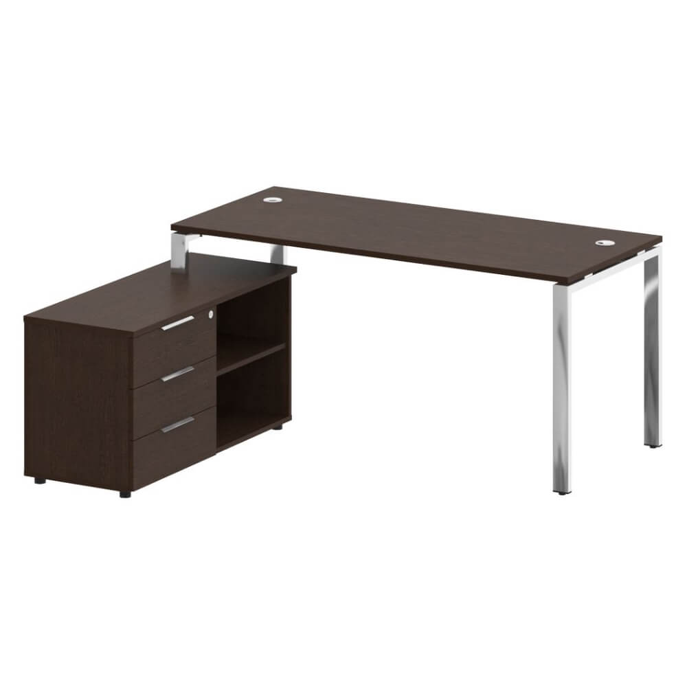 Стол руководителя с опорной тумбой Левый 1700x1520x750 (Венге Цаво, 1700x1520x750)