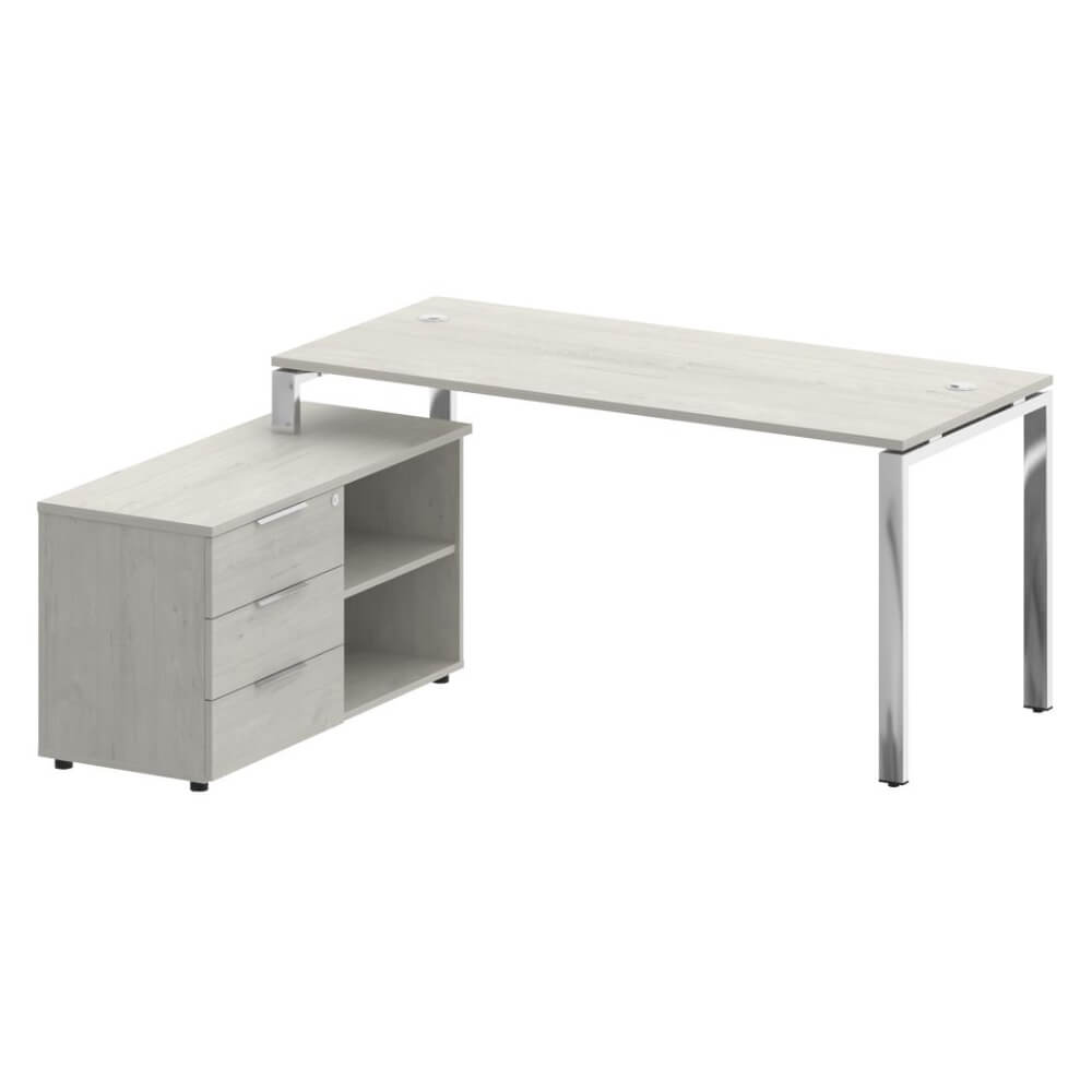 Стол руководителя с опорной тумбой Левый 1700x1520x750 (Дуб Наварра, 1700x1520x750)