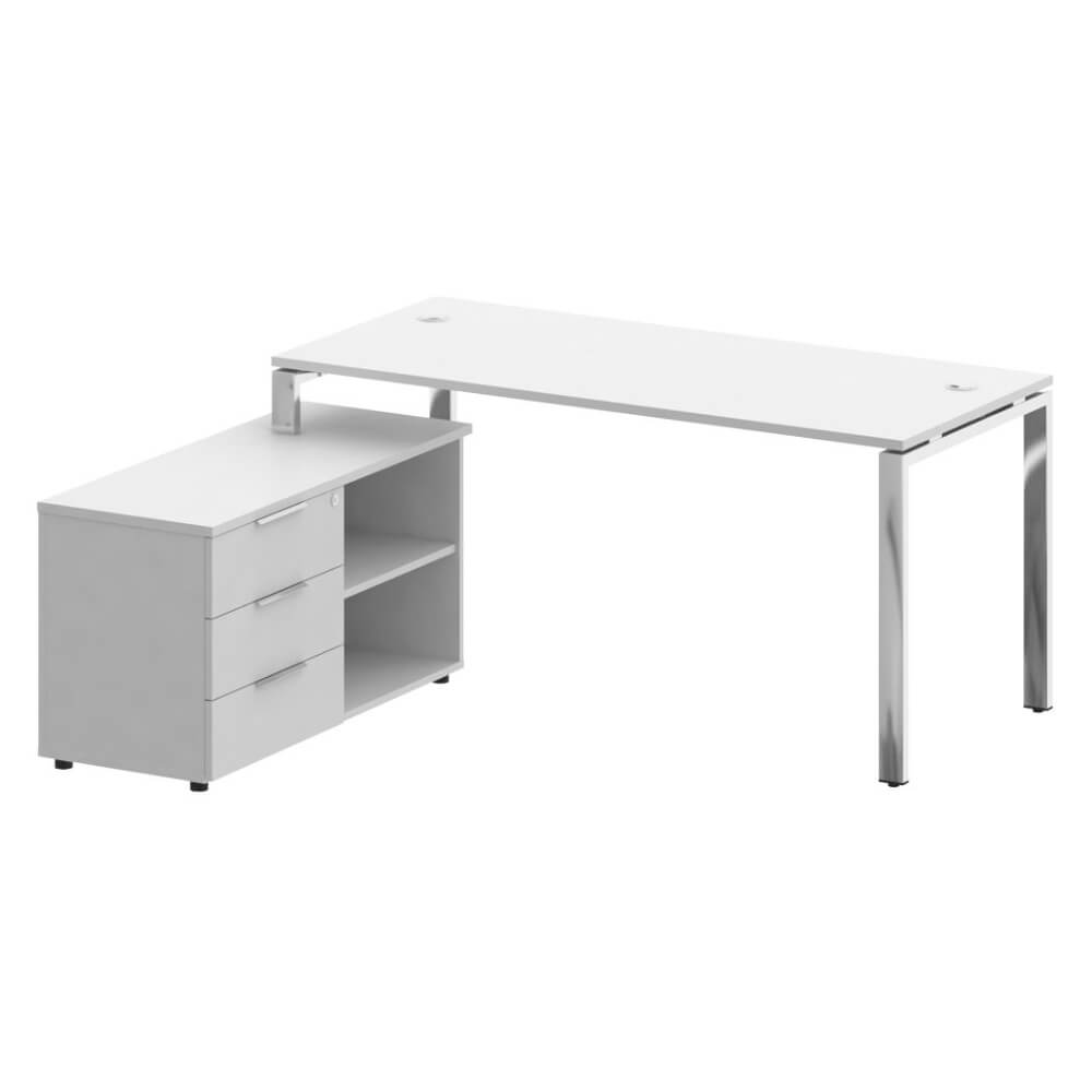 Стол руководителя с опорной тумбой Левый 1700x1520x750 (Белый, 1700x1520x750)