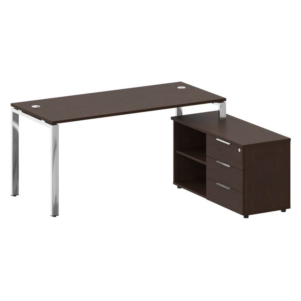 Стол руководителя с опорной тумбой Правый 1700x1520x750 (Венге Цаво, 1700x1520x750)