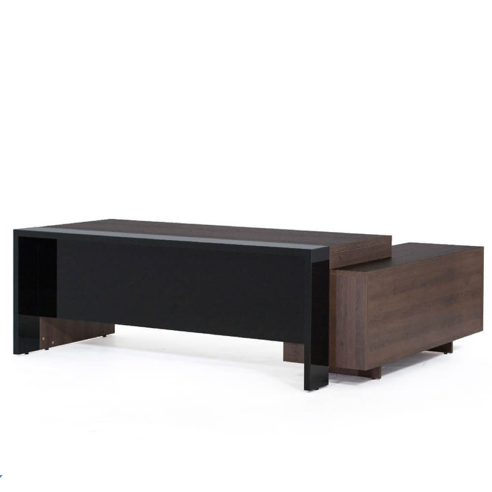 Стол для руководителя на опорной тумбе 2230x1780x760 (Табак/Чёрный Глянец, 2230x1780x760)