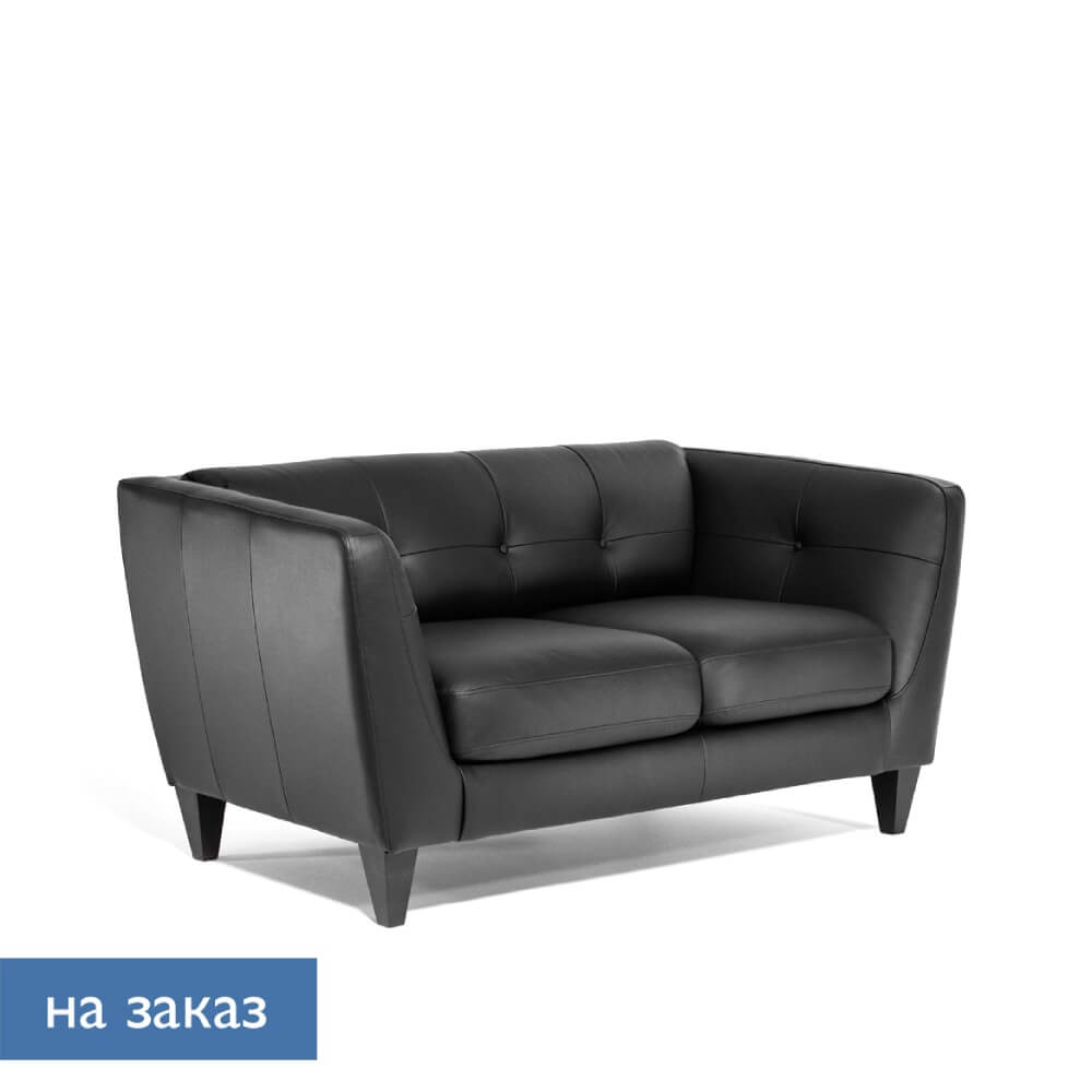 Диван двухместный Volta 1570x840x750 (Чёрный, 1570x840x750, натуральная кожа/искуственная кожа)