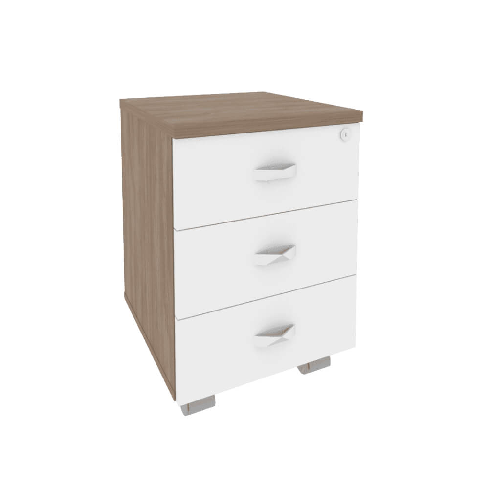 Тумба мобильная 3 ящ. 432x460x611 (Дуб Аризона/Белый Бриллиант, 432x460x611)
